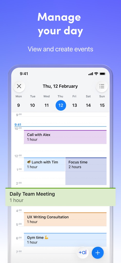 Spark AI Email & Calendar - This tool offers seamless "Calendar Integration" to help users visualize their schedule with events like "Daily Team Meeting" and individual "Focus time" blocks.