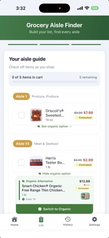 Aisle Finder - Grocery List iPhone screenshot