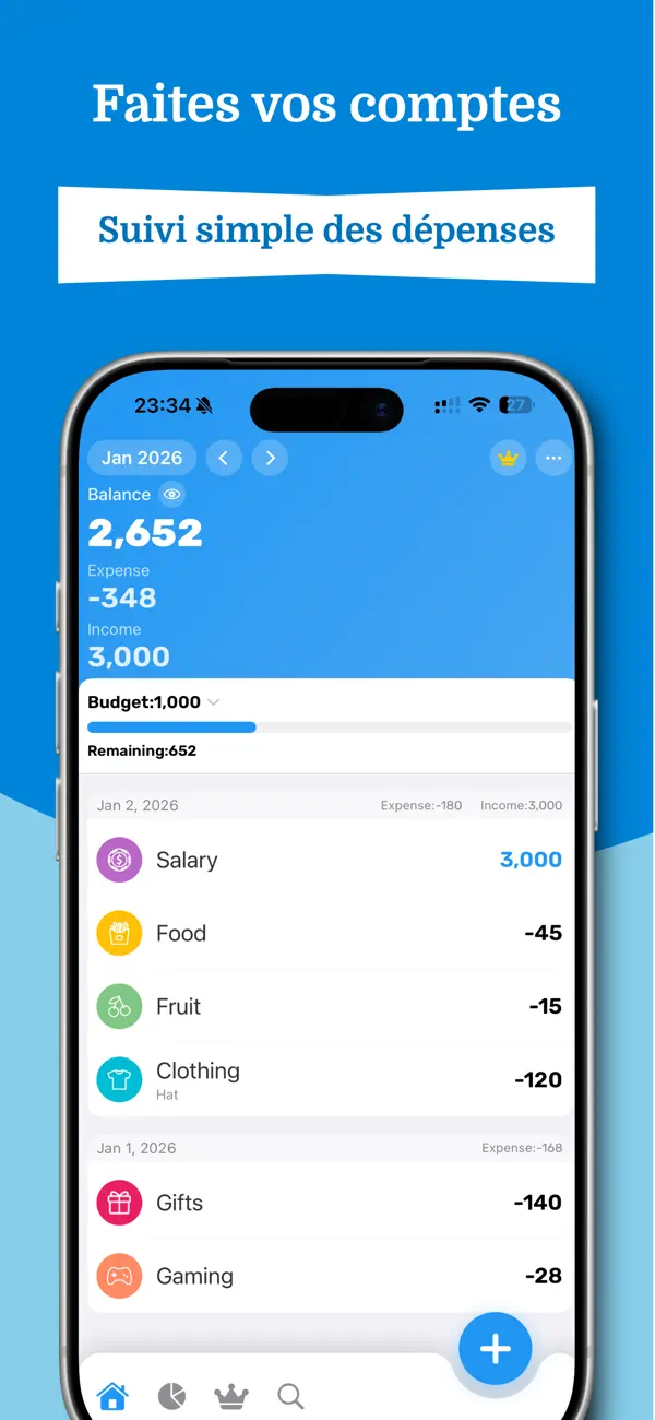 Screenshot #1 pour Wallet · Mes comptes & Budget