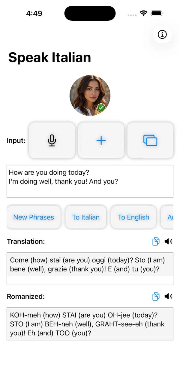 Screenshot #1 pour Ai Learn to Speak Italian