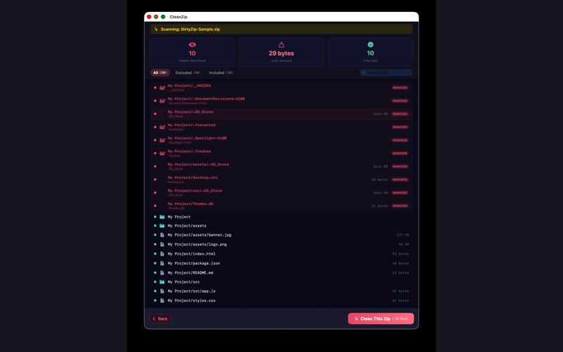 CleanZip screenshot
