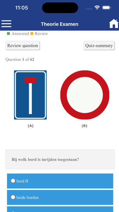 Theoretische rijbewijs vragen Screenshot