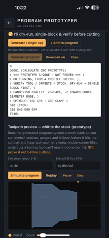 Calculate CNC: Lathe G-Code Screenshot 2 of 10