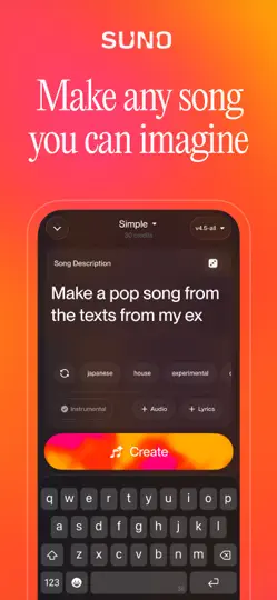 Suno - AI Songs & Music iPhone Screenshot 1