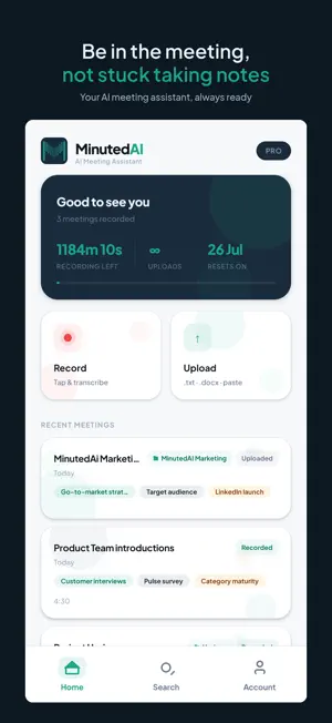 MinutedAI: AI Meeting Notes screenshot 1