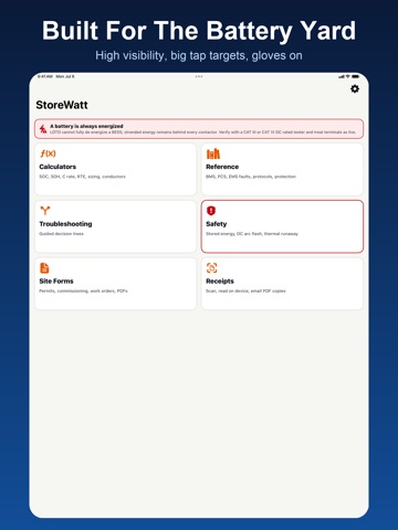 StoreWatt: BESS Field Toolkit iPad screenshot