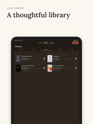 Nous: Reading Tracker & Notes iPad screenshot