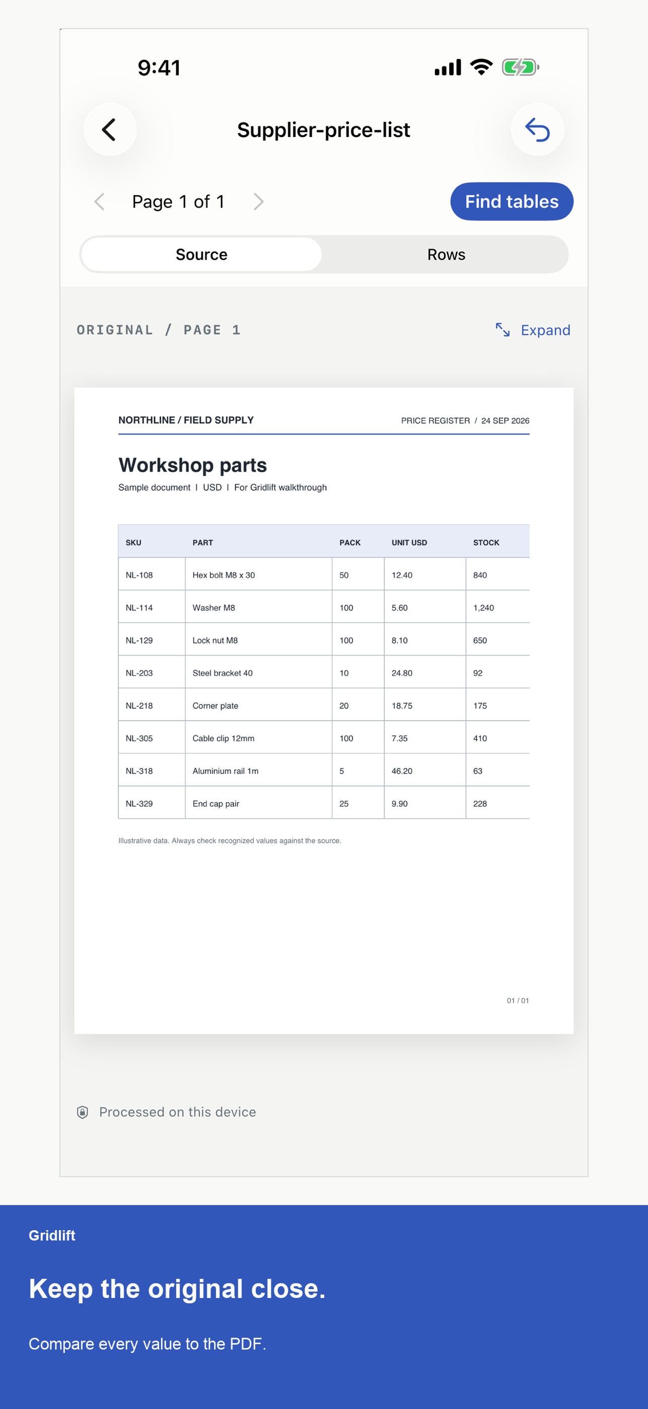 Screenshot 2 of Gridlift PDF Table to CSV