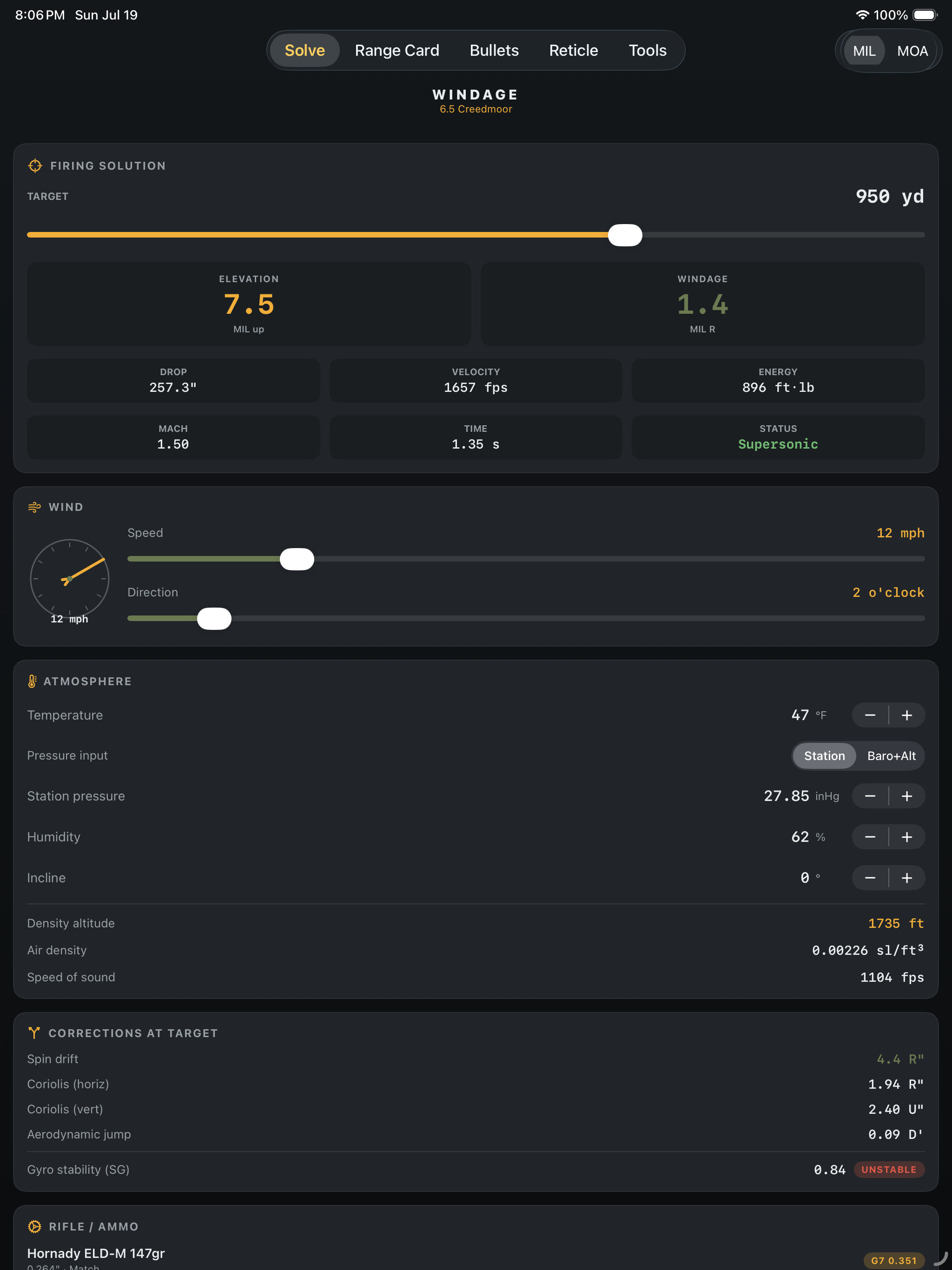 Windage: Ballistics Solver iPad screenshot 1 of 2