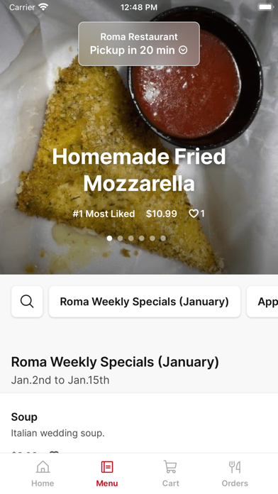 Roma Sports Bar & Grill iPhone screenshot 2 - Food & Drink app