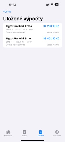Hypotéky iPhone screenshot