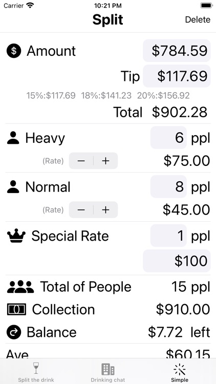 Split the bill for drinking