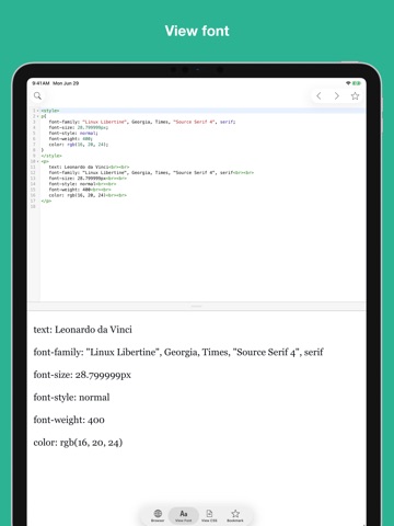 Font Inspector - find fonts iPad screenshot