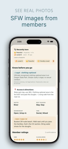 Nanitch: Nude Beach Social Map iPhone screenshot