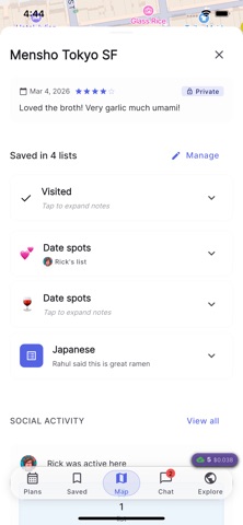 Voyalist: Social plans screenshot