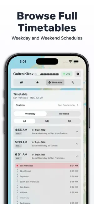 CaltrainTrax screenshot 3