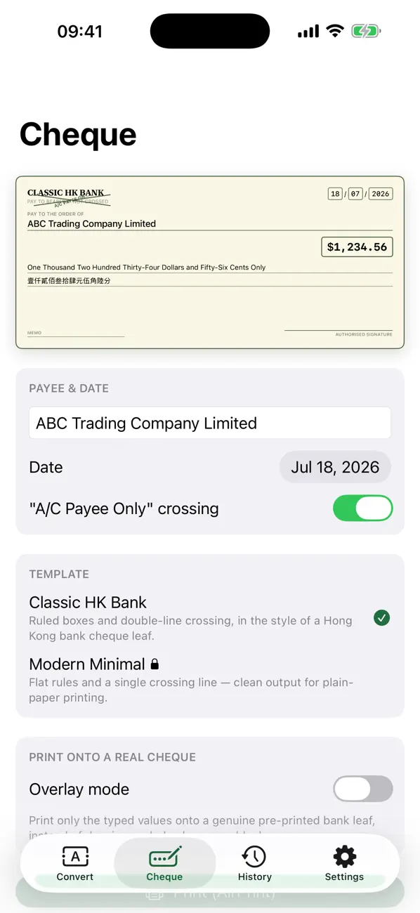 Screenshot #1 pour Cheque Helper: Amount in Words