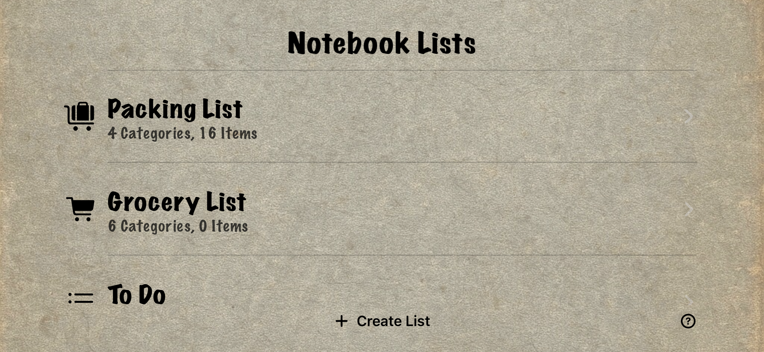 Notebook Lists screenshot 3