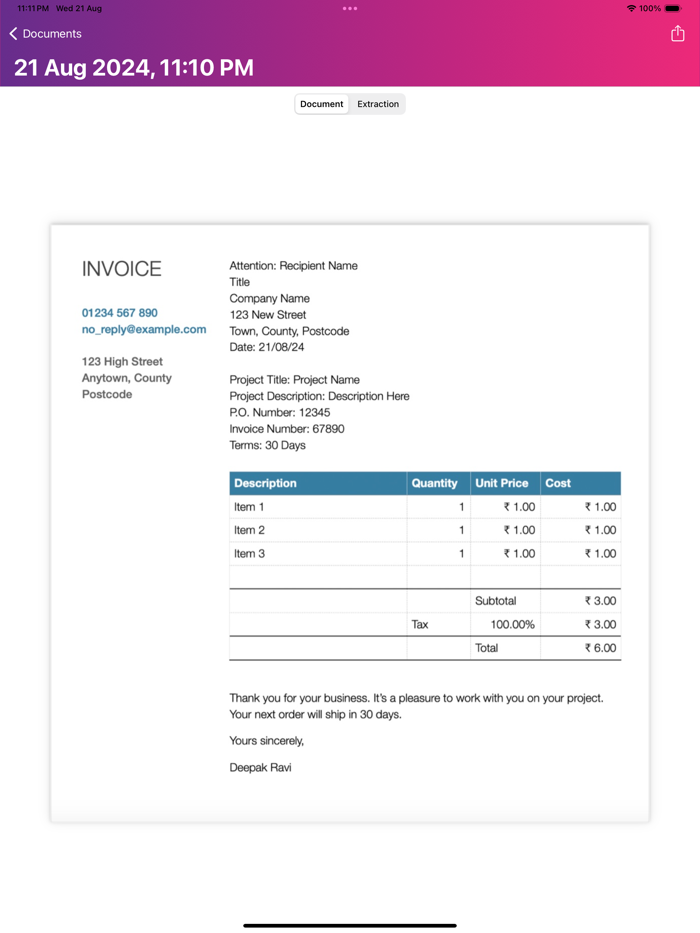 Document Scanner  Extractor