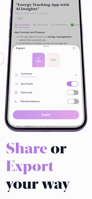 Auro - AI Voice Memo Summary Screenshot