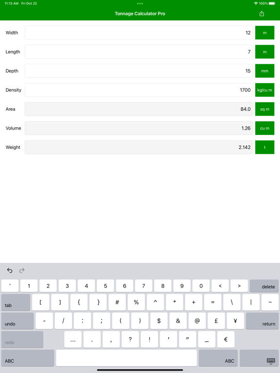 Screenshot #4 pour Tonnage Calculator Pro