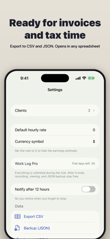 Work Log: Billable Hours & Pay Screenshot 5 of 6