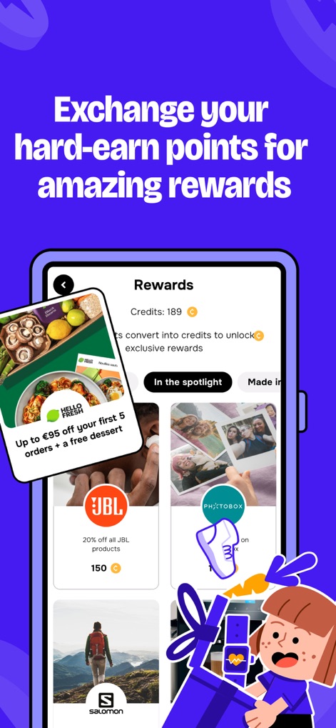 United Heroes - La plataforma incentiva la actividad con el saldo de 'Credits' acumulados por el usuario, e Y una variada galería de recompensas canjeables de marcas reconocidas.