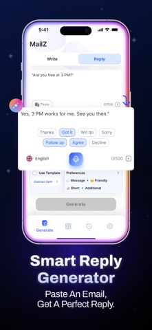 MailZ: AI Email Generator iPhone screenshot