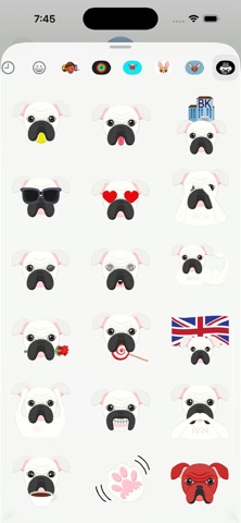White Black Bulldog Emojis screenshot