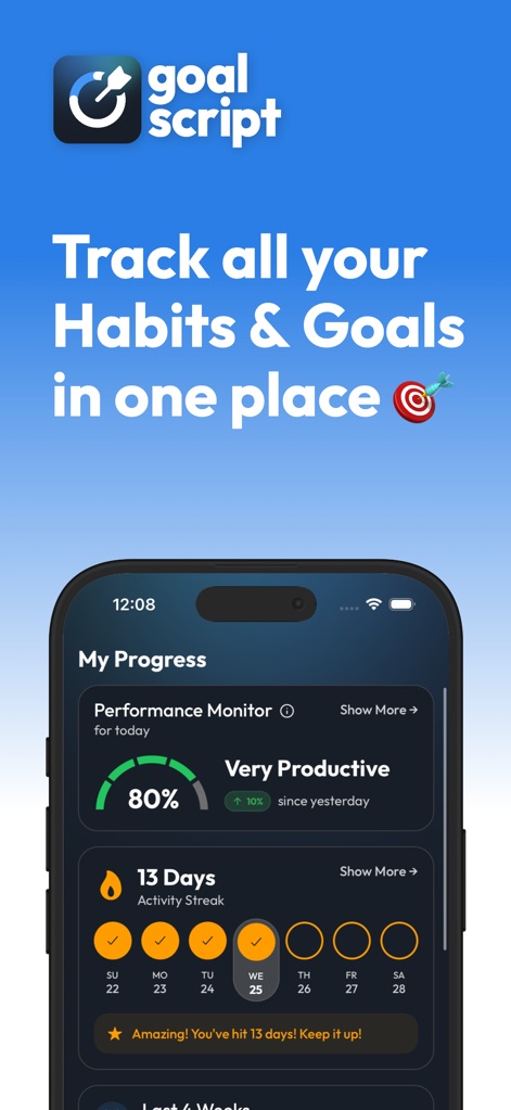 Goal Tracker - GoalScript - App de Productividad | MWM