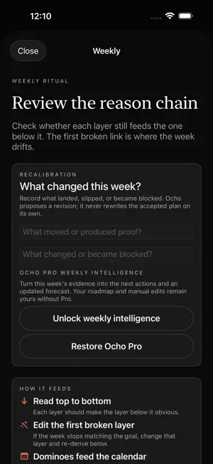 Ocho: Weekly Goal Ritual screenshot 2