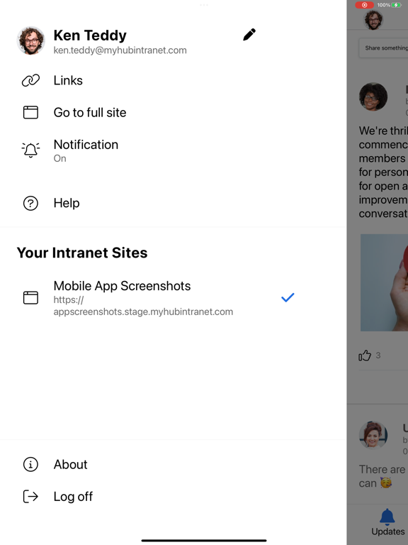 MyHub Intranet iPad screenshot 2 - Business app