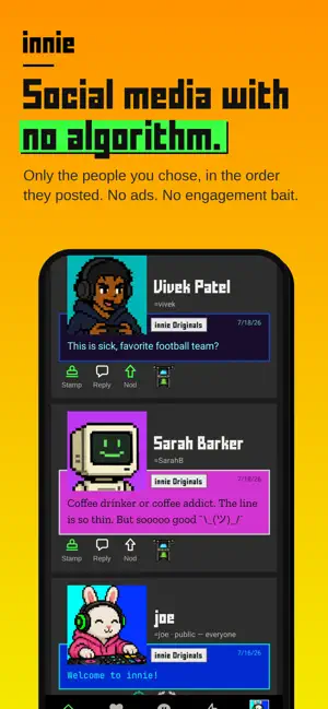 innie social: retro network screenshot 1