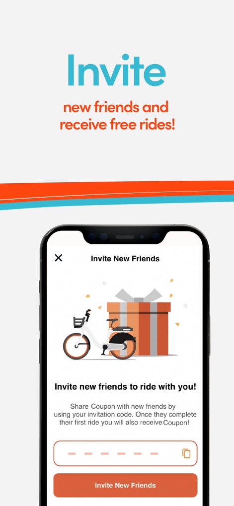 RideMovi Smart Sharing Service - Users can easily invite new friends to the service, leveraging an intuitive sharing interface to distribute referral codes for mutual benefits.