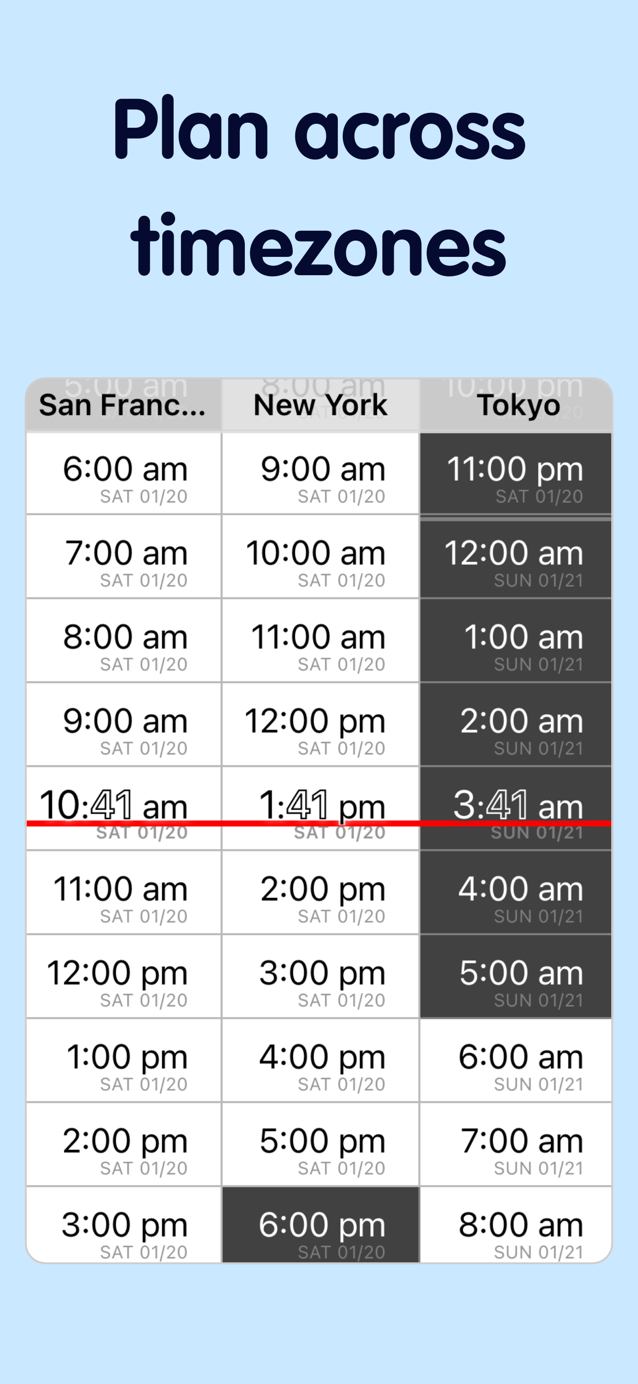 World Timezone Calendar
