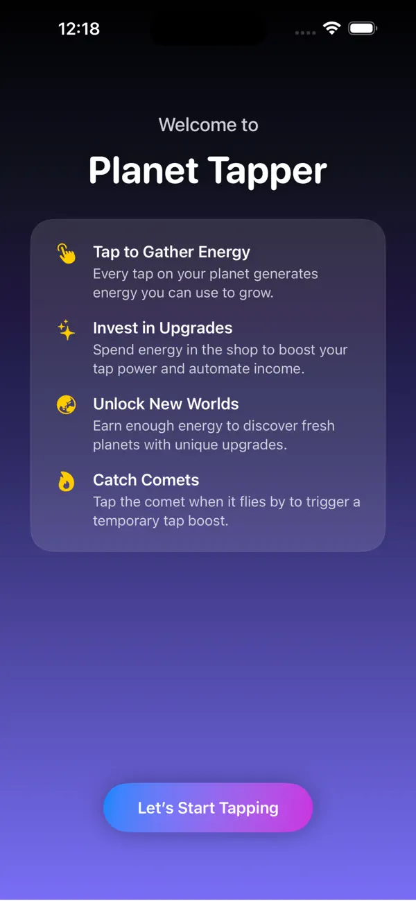 #5. Planet Tapper (iOS) Podle: Zachary Brown