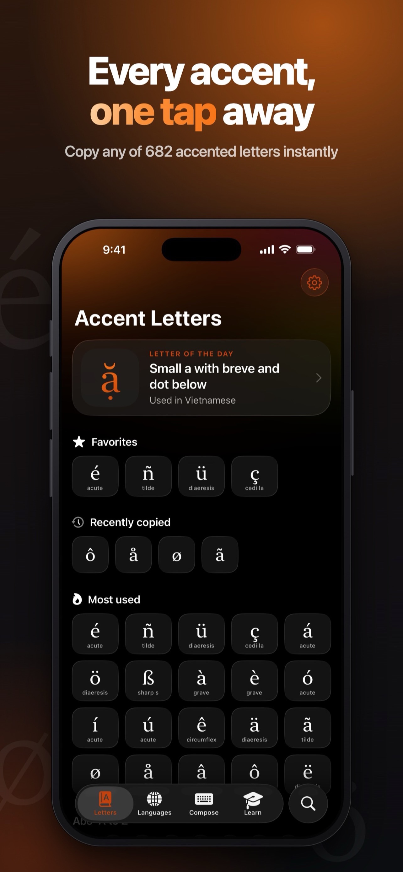 Screenshot 1 of Accent Letters: Type Accents