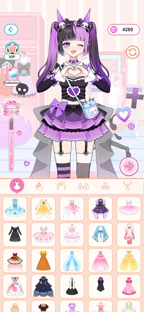 Love Idol: Beauty Dress Up - The app allows for expressive avatar poses, such as the heart hand gesture, and features interactive elements like the visible gift box UI, enhancing user engagement.