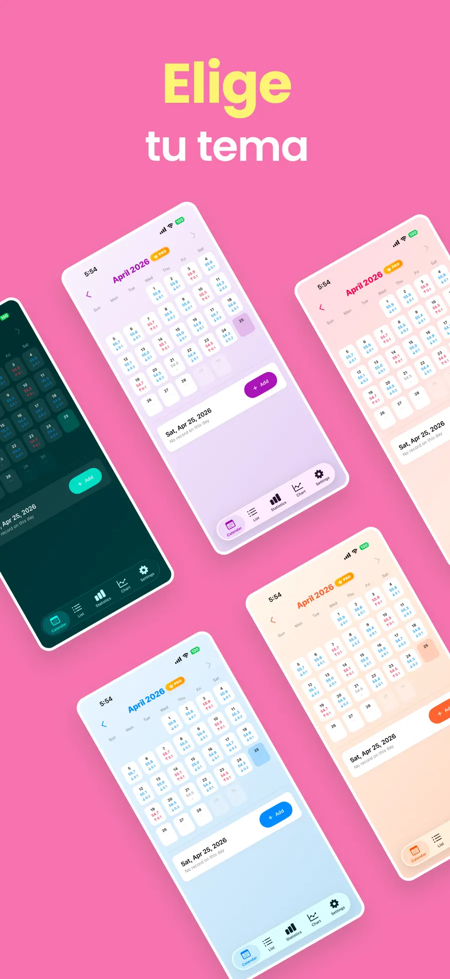 Captura del App Store de Control de Peso & Adelgazar con un calendario de peso diario y progreso hacia el objetivo (3/6)