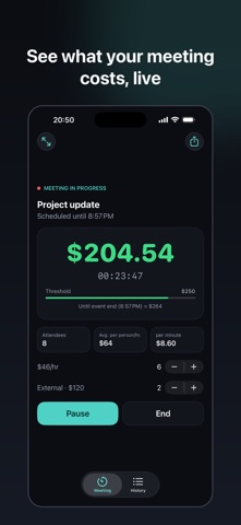 Screenshot 1 of MeetingCostTicker by Symtix App