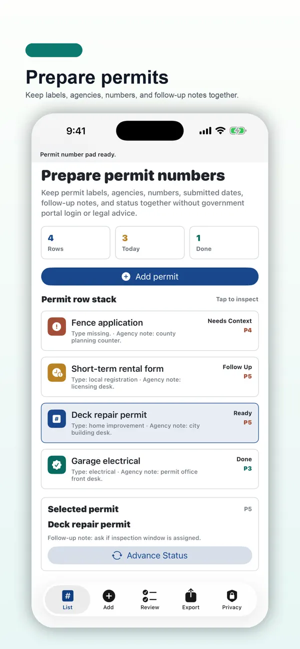 Screenshot #1 pour Permit Number Pad