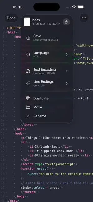 Runestone Text Editor iPhone screenshot 2