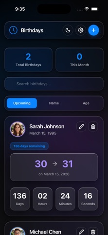 Birthdays Reminder Pro screenshot