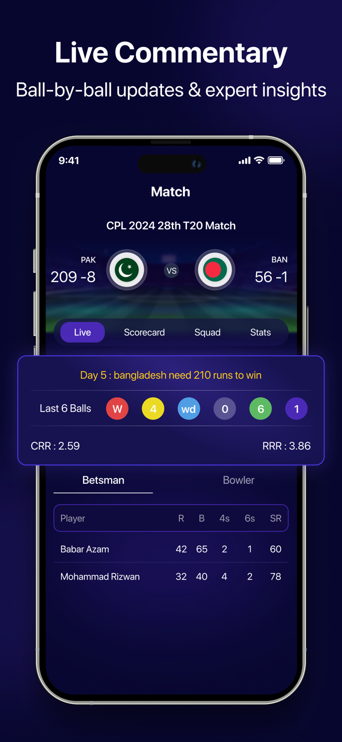 iscore- cricket match