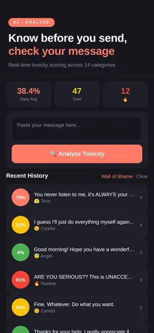 Toximeter: Toxic Text Analyzer screenshot 1