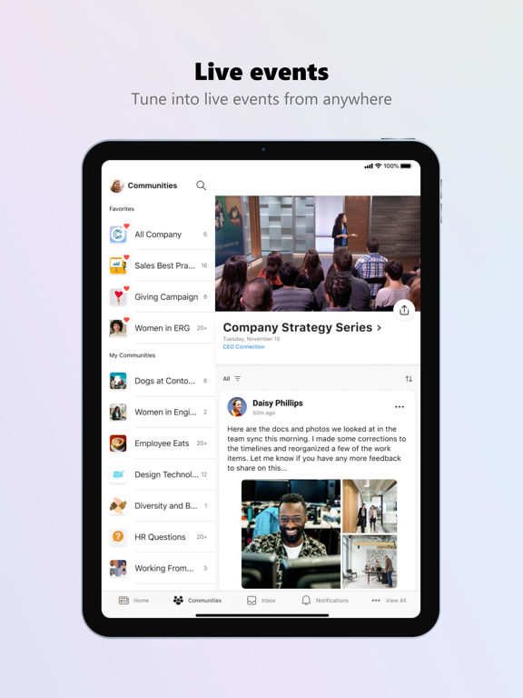 Viva Engage iPad app afbeelding 3