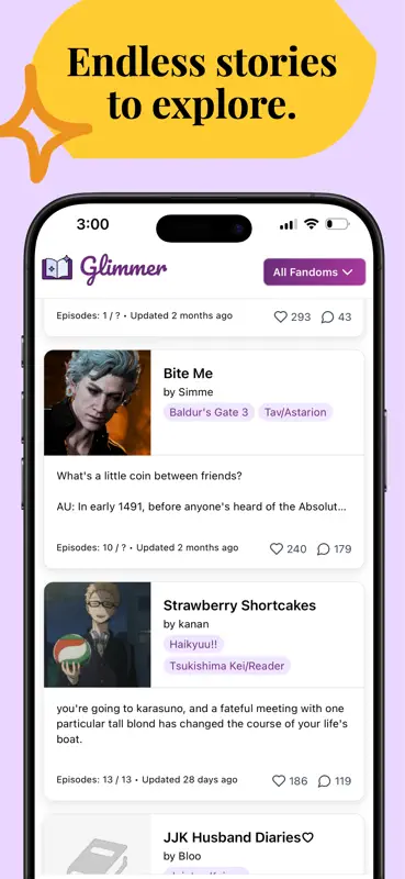 Glimmer: Interactive Fanfics screenshot 3 of 4