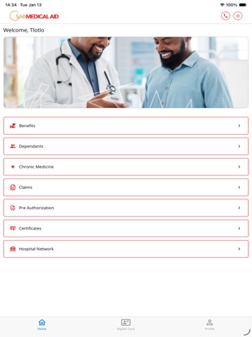 SAB Medical Aid iPad screenshot