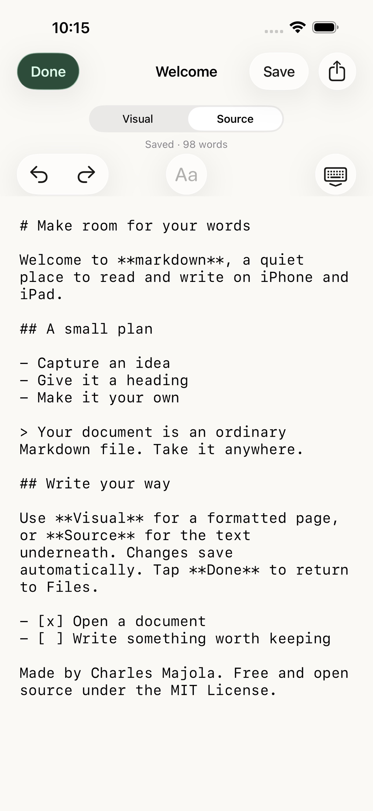 Screenshot 2 of markdown — visual editor