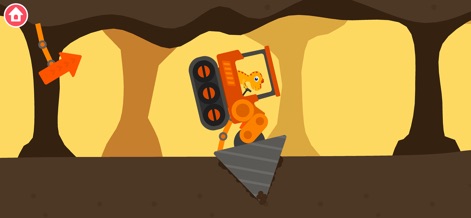 Dinosaur Digger 3: Truck Games - This scene highlights a powerful drilling machine in action, with a dinosaur operator guiding its precise drill bit through the earth.